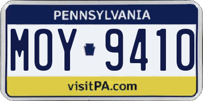 PA license plate MOY9410