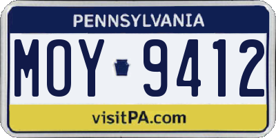 PA license plate MOY9412