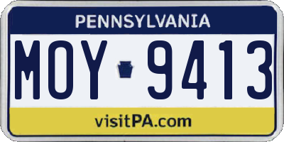 PA license plate MOY9413