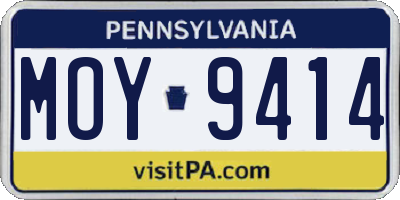PA license plate MOY9414