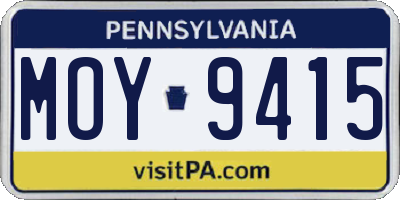 PA license plate MOY9415