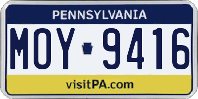 PA license plate MOY9416