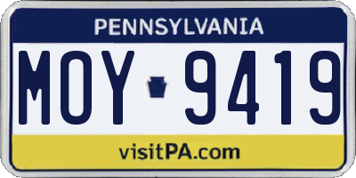 PA license plate MOY9419