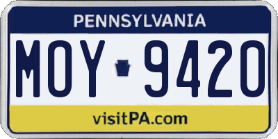 PA license plate MOY9420