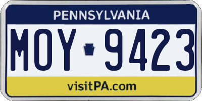 PA license plate MOY9423