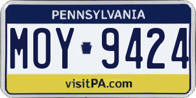PA license plate MOY9424