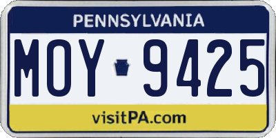 PA license plate MOY9425