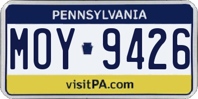 PA license plate MOY9426