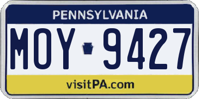 PA license plate MOY9427