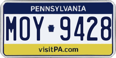 PA license plate MOY9428