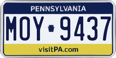 PA license plate MOY9437