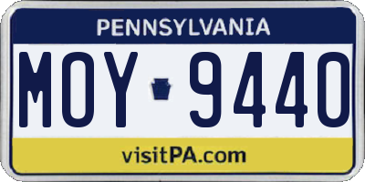 PA license plate MOY9440