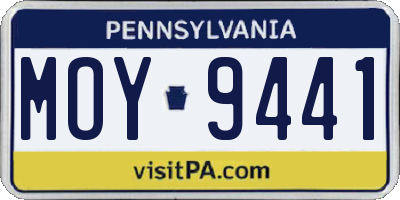PA license plate MOY9441
