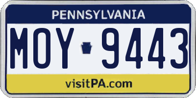 PA license plate MOY9443