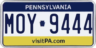 PA license plate MOY9444