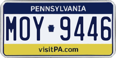 PA license plate MOY9446