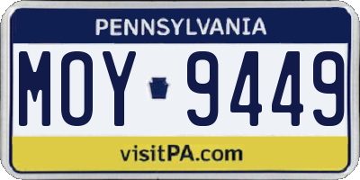 PA license plate MOY9449