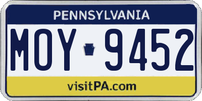 PA license plate MOY9452