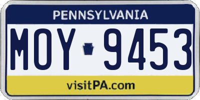 PA license plate MOY9453