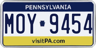 PA license plate MOY9454