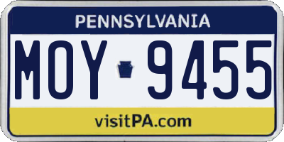 PA license plate MOY9455