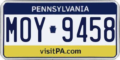 PA license plate MOY9458