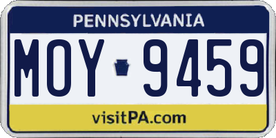 PA license plate MOY9459