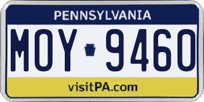 PA license plate MOY9460