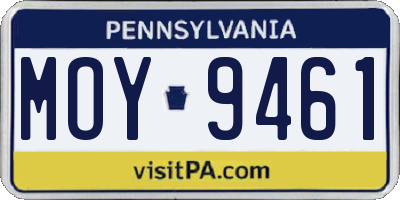 PA license plate MOY9461