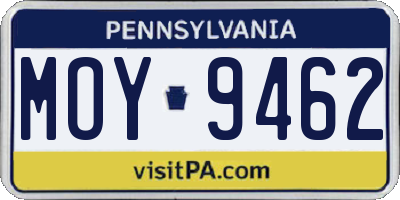 PA license plate MOY9462