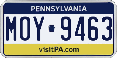 PA license plate MOY9463