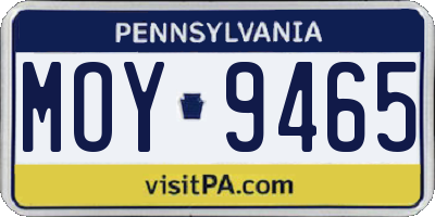 PA license plate MOY9465