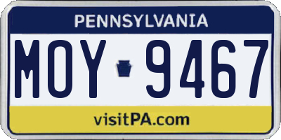 PA license plate MOY9467
