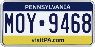 PA license plate MOY9468
