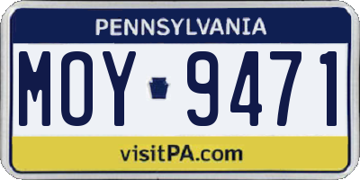 PA license plate MOY9471