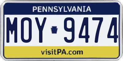 PA license plate MOY9474