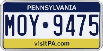 PA license plate MOY9475