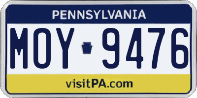PA license plate MOY9476
