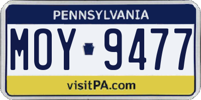 PA license plate MOY9477