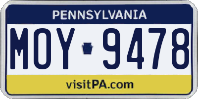 PA license plate MOY9478