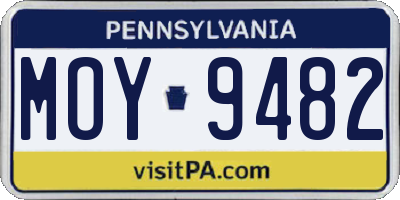 PA license plate MOY9482