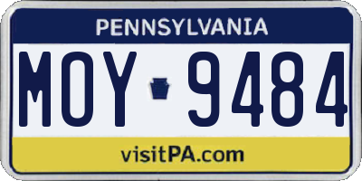 PA license plate MOY9484