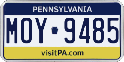 PA license plate MOY9485