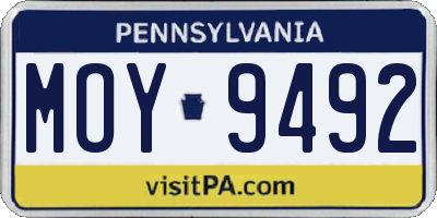 PA license plate MOY9492