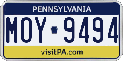 PA license plate MOY9494