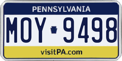 PA license plate MOY9498