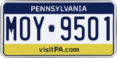 PA license plate MOY9501