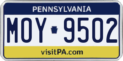 PA license plate MOY9502