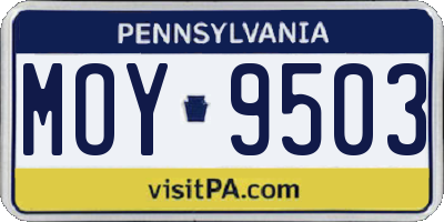 PA license plate MOY9503
