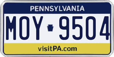 PA license plate MOY9504